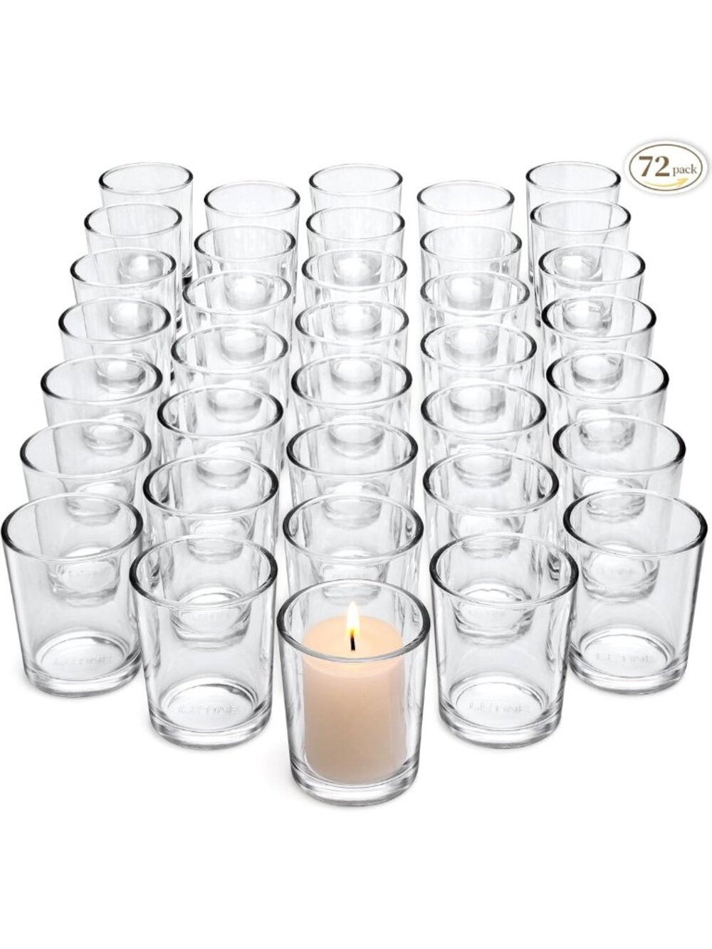 Clear Glass Votive Candle Holders - 72-Pack Tea Light Holders for Home Decor